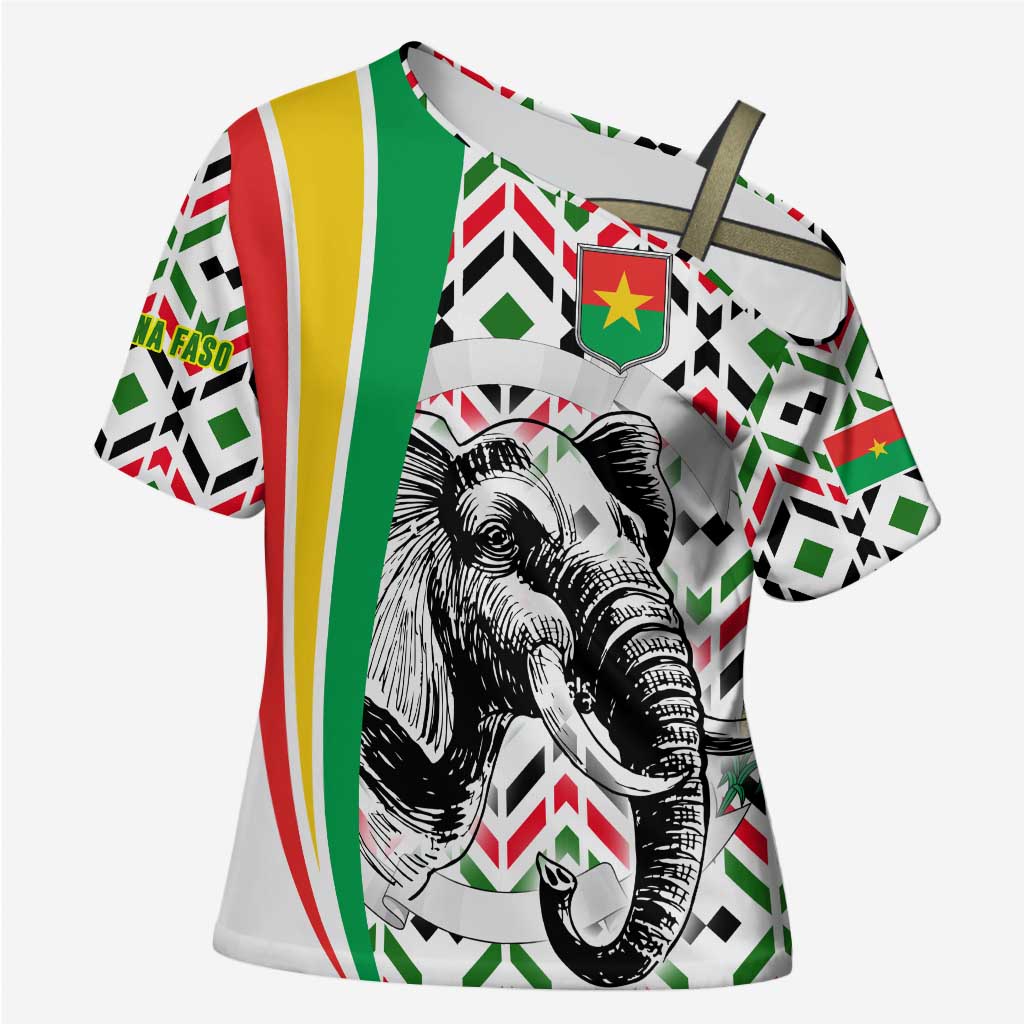 Burkina Faso Cross Shoulder Shirt with Red Green Black Geometric Design - Wonder Print Shop