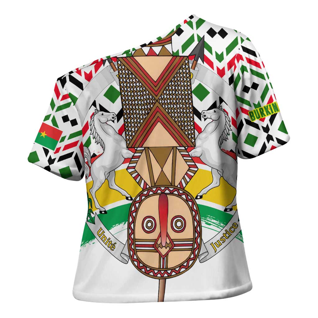 Burkina Faso Cross Shoulder Shirt with Red Green Black Geometric Design - Wonder Print Shop
