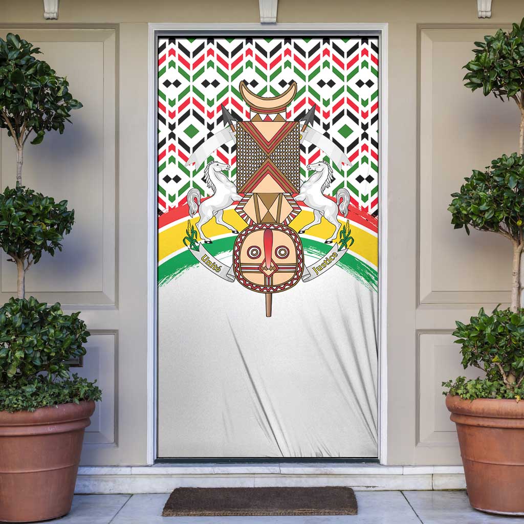 Burkina Faso Door Cover with Red Green Black Geometric Design - Wonder Print Shop