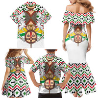Burkina Faso Family Matching Mermaid Dress and Hawaiian Shirt with Red Green Black Geometric Design - Wonder Print Shop
