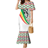 Burkina Faso Family Matching Mermaid Dress and Hawaiian Shirt with Red Green Black Geometric Design - Wonder Print Shop