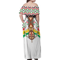 Burkina Faso Family Matching Off Shoulder Maxi Dress and Hawaiian Shirt with Red Green Black Geometric Design - Wonder Print Shop