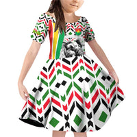 Burkina Faso Family Matching Off Shoulder Short Dress and Hawaiian Shirt with Red Green Black Geometric Design - Wonder Print Shop