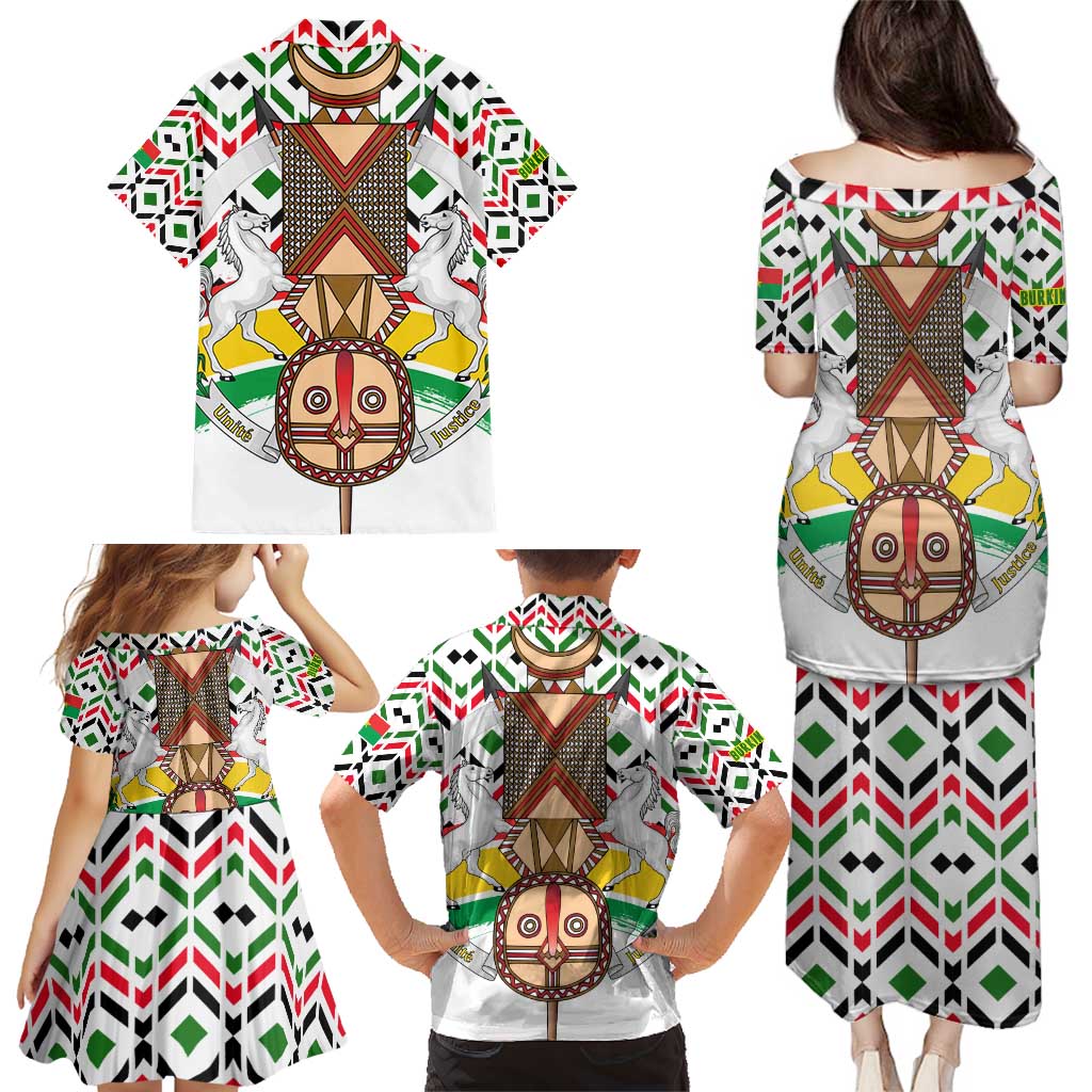 Burkina Faso Family Matching Puletasi and Hawaiian Shirt with Red Green Black Geometric Design - Wonder Print Shop