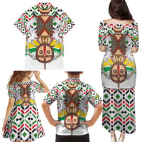 Burkina Faso Family Matching Puletasi and Hawaiian Shirt with Red Green Black Geometric Design - Wonder Print Shop