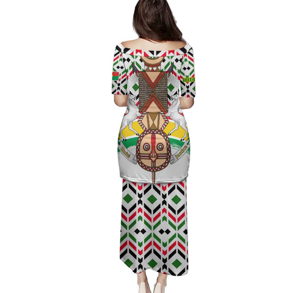 Burkina Faso Family Matching Puletasi and Hawaiian Shirt with Red Green Black Geometric Design - Wonder Print Shop