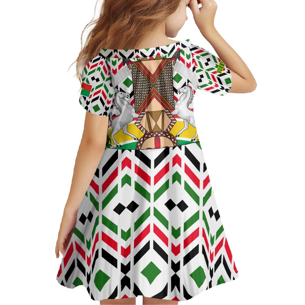 Burkina Faso Family Matching Short Sleeve Bodycon Dress and Hawaiian Shirt with Red Green Black Geometric Design - Wonder Print Shop