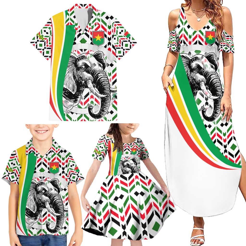 Burkina Faso Family Matching Summer Maxi Dress and Hawaiian Shirt with Red Green Black Geometric Design - Wonder Print Shop