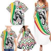 Burkina Faso Family Matching Summer Maxi Dress and Hawaiian Shirt with Red Green Black Geometric Design - Wonder Print Shop