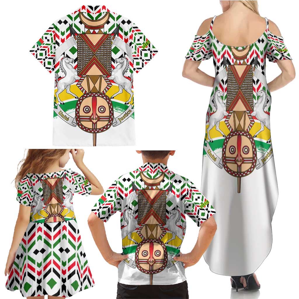 Burkina Faso Family Matching Summer Maxi Dress and Hawaiian Shirt with Red Green Black Geometric Design - Wonder Print Shop