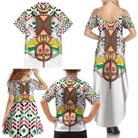 Burkina Faso Family Matching Summer Maxi Dress and Hawaiian Shirt with Red Green Black Geometric Design - Wonder Print Shop