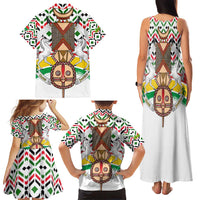 Burkina Faso Family Matching Tank Maxi Dress and Hawaiian Shirt with Red Green Black Geometric Design - Wonder Print Shop