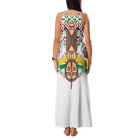 Burkina Faso Family Matching Tank Maxi Dress and Hawaiian Shirt with Red Green Black Geometric Design - Wonder Print Shop