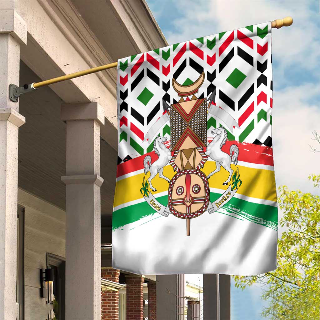 Burkina Faso Garden Flag with Red Green Black Geometric Design - Wonder Print Shop