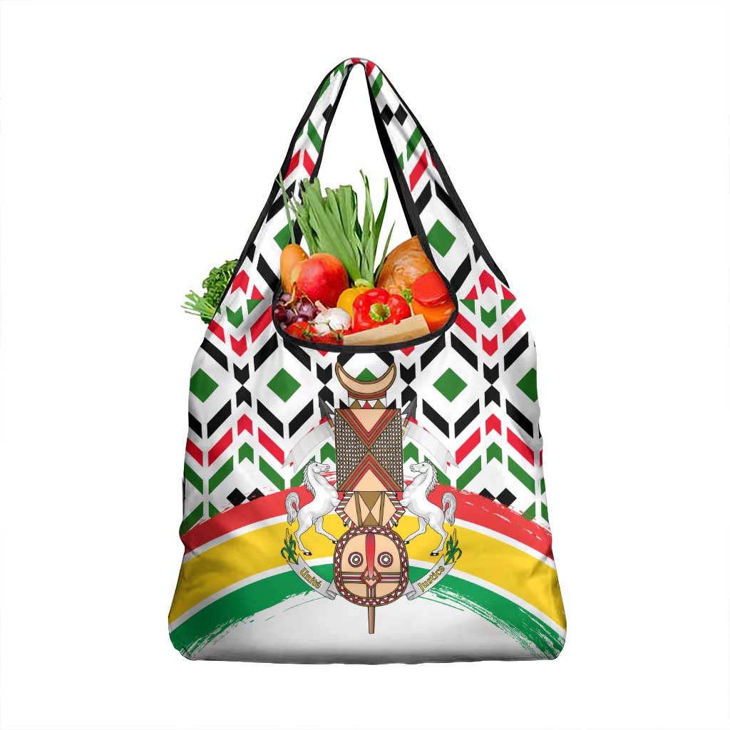 Burkina Faso Grocery Bag with Red Green Black Geometric Design - Wonder Print Shop