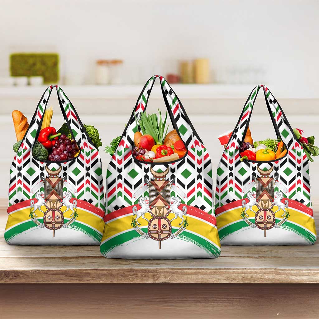Burkina Faso Grocery Bag with Red Green Black Geometric Design - Wonder Print Shop