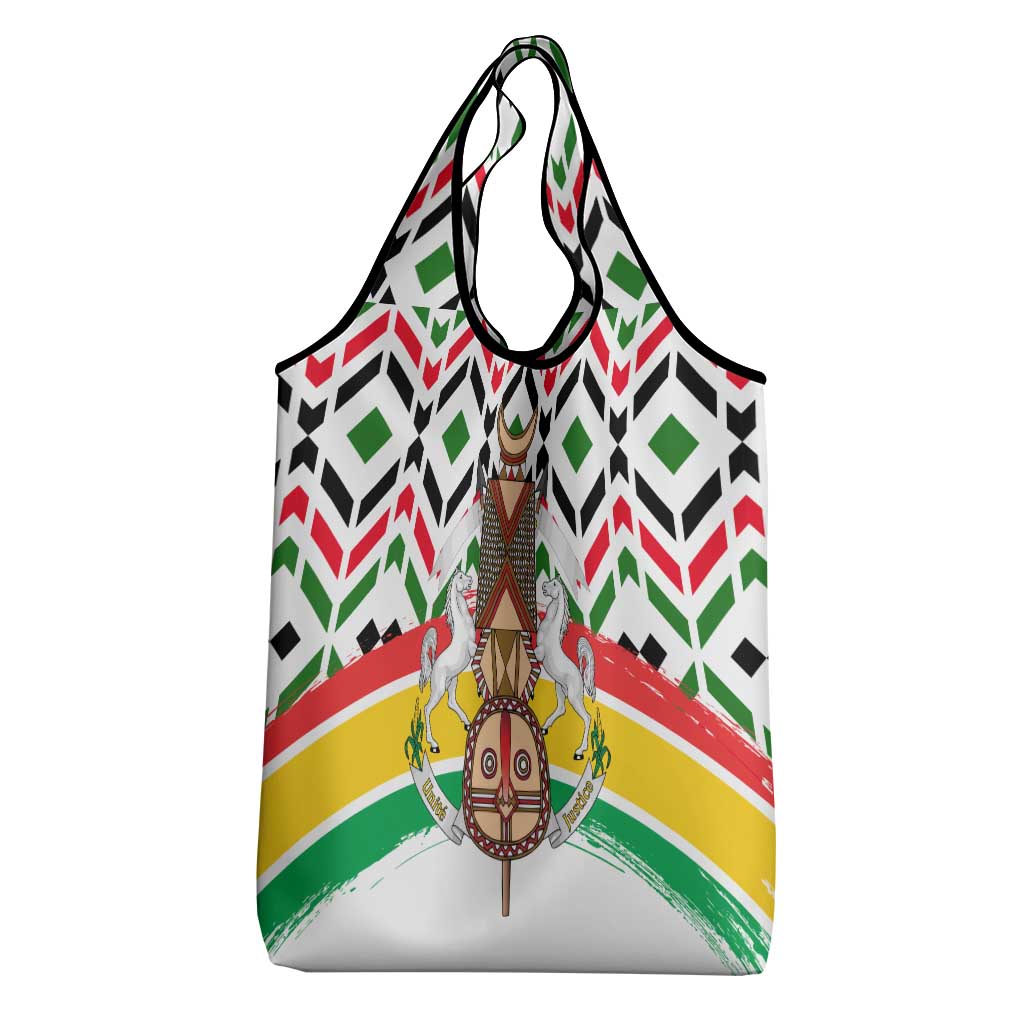 Burkina Faso Grocery Bag with Red Green Black Geometric Design - Wonder Print Shop