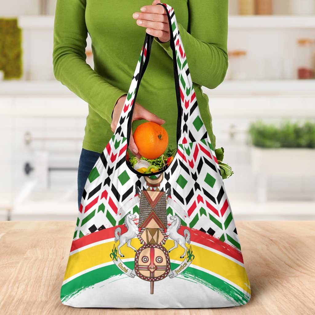 Burkina Faso Grocery Bag with Red Green Black Geometric Design - Wonder Print Shop
