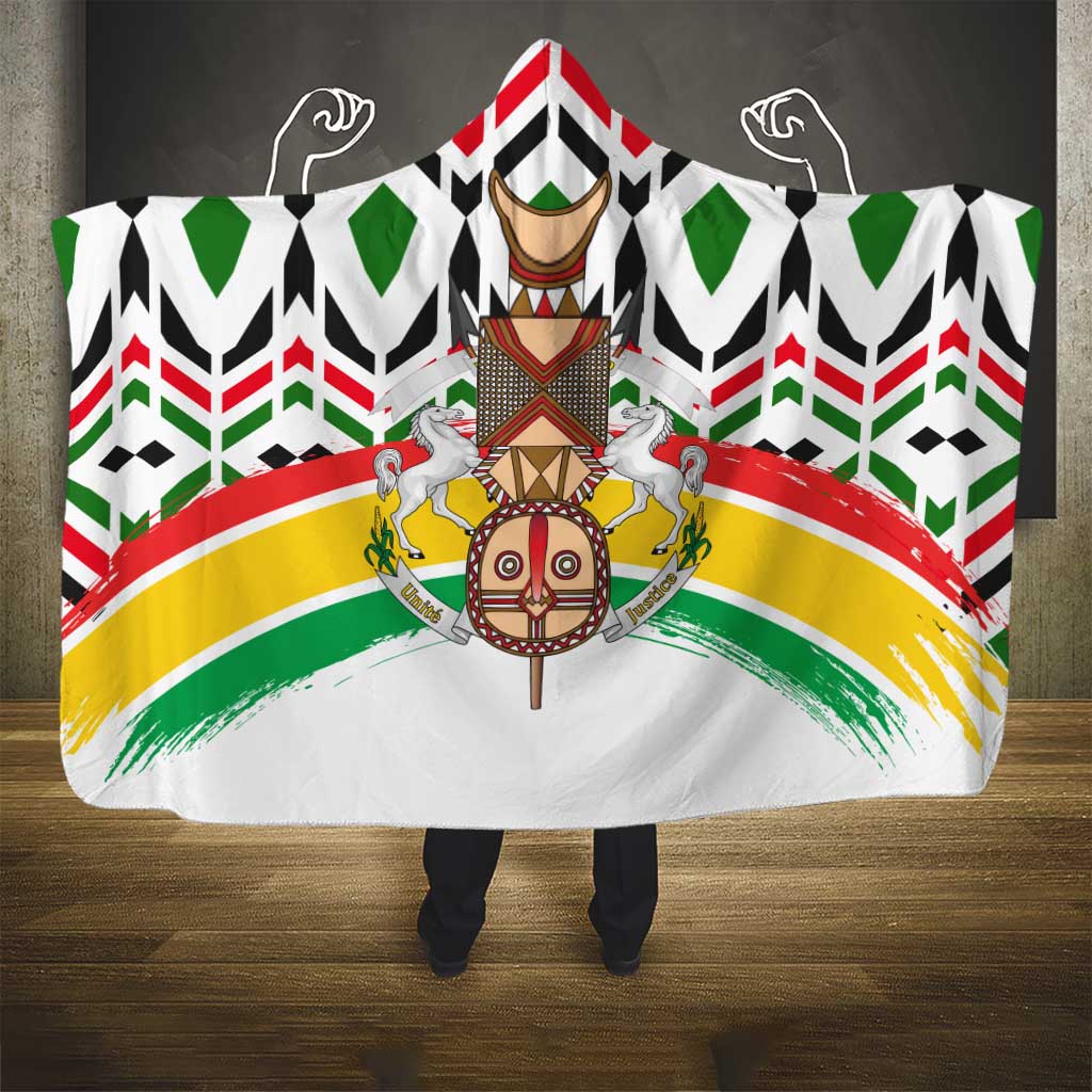 Burkina Faso Hooded Blanket with Red Green Black Geometric Design - Wonder Print Shop