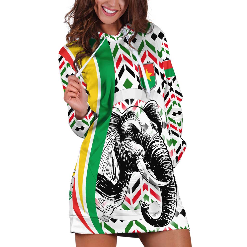 Burkina Faso Hoodie Dress with Red Green Black Geometric Design - Wonder Print Shop