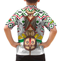 Burkina Faso Kid Hawaiian Shirt with Red Green Black Geometric Design - Wonder Print Shop