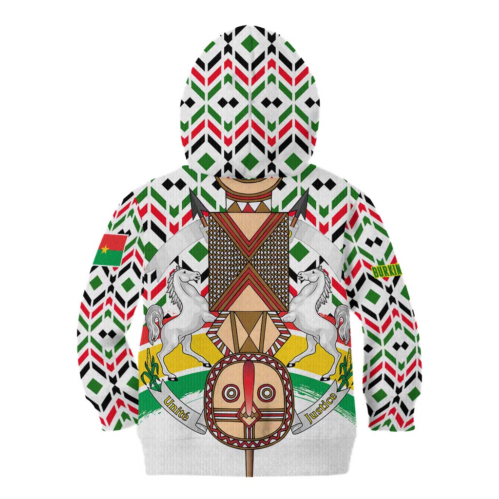 Burkina Faso Kid Hoodie with Red Green Black Geometric Design - Wonder Print Shop