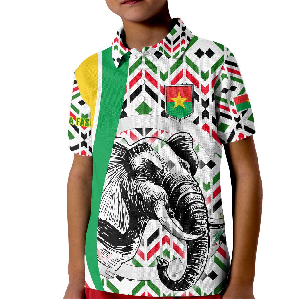 Burkina Faso Kid Polo Shirt with Red Green Black Geometric Design - Wonder Print Shop