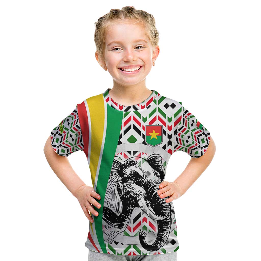 Burkina Faso Kid T Shirt with Red Green Black Geometric Design - Wonder Print Shop