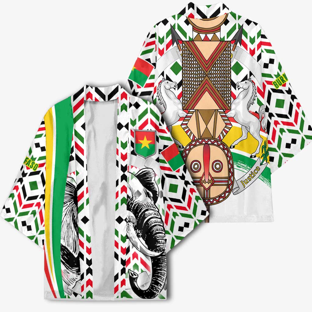 Burkina Faso Kimono with Red Green Black Geometric Design - Wonder Print Shop