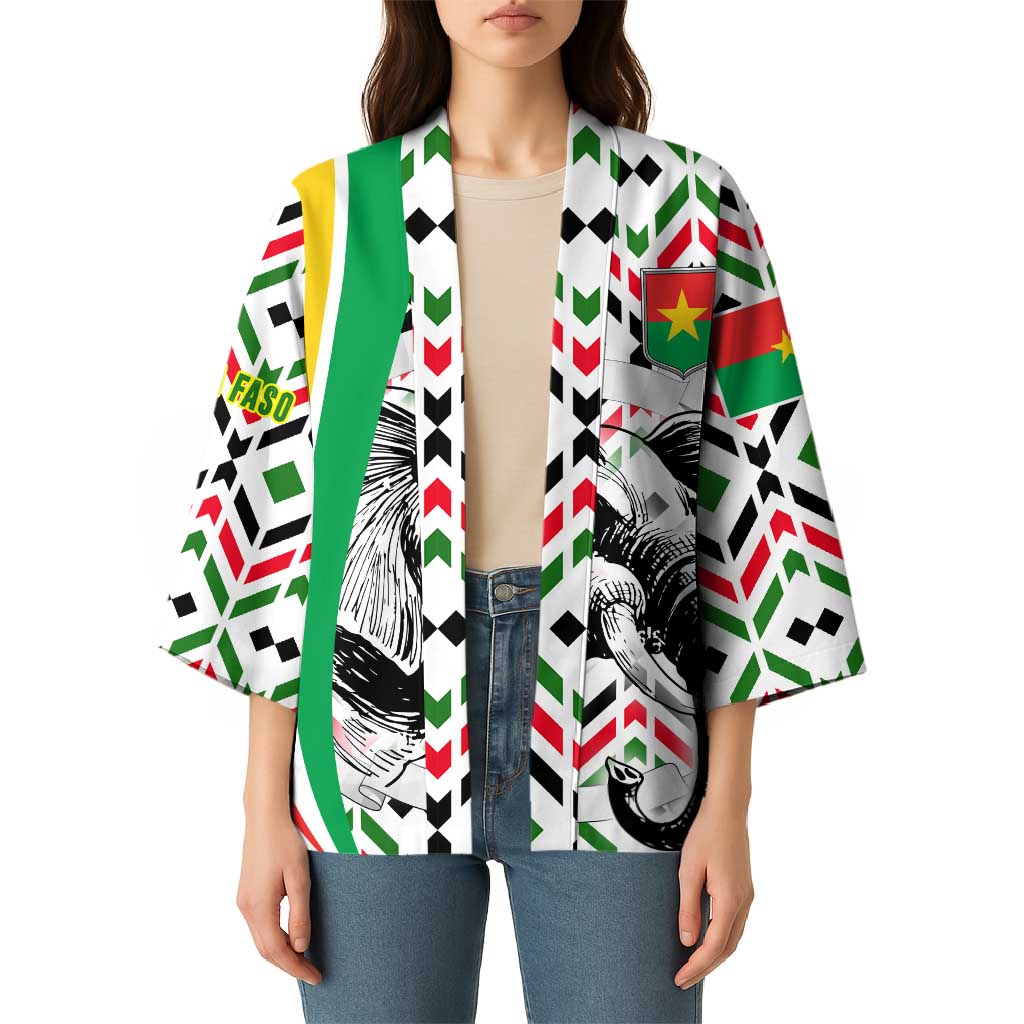 Burkina Faso Kimono with Red Green Black Geometric Design - Wonder Print Shop