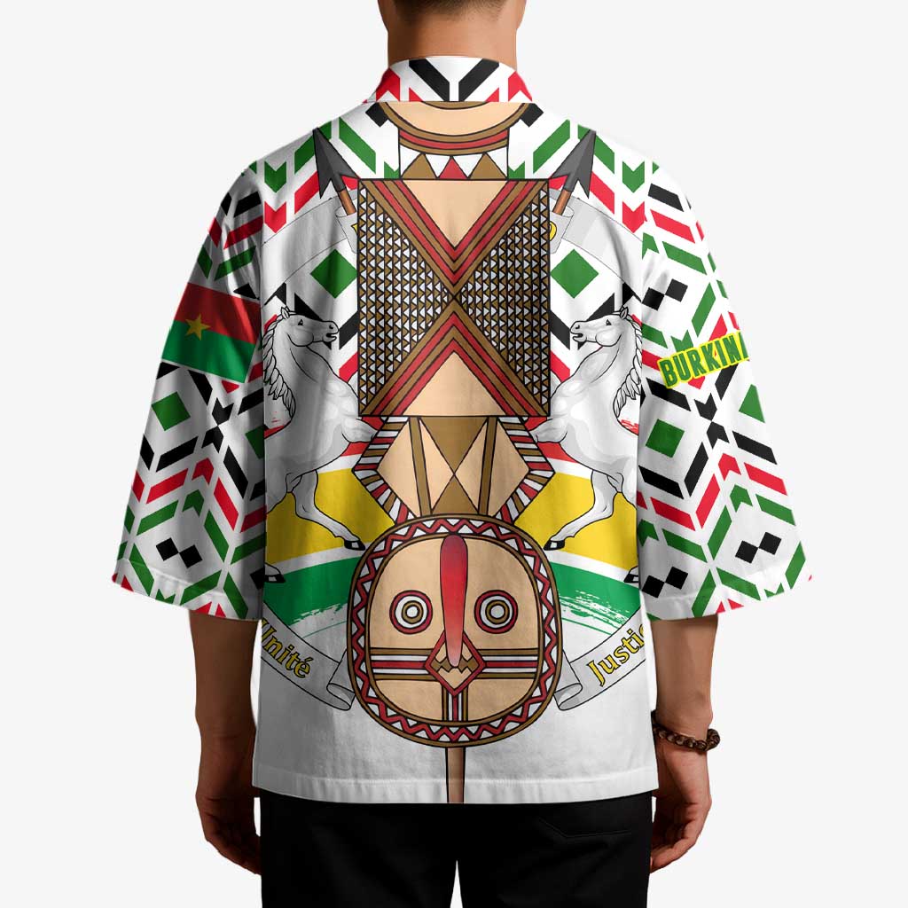 Burkina Faso Kimono with Red Green Black Geometric Design - Wonder Print Shop