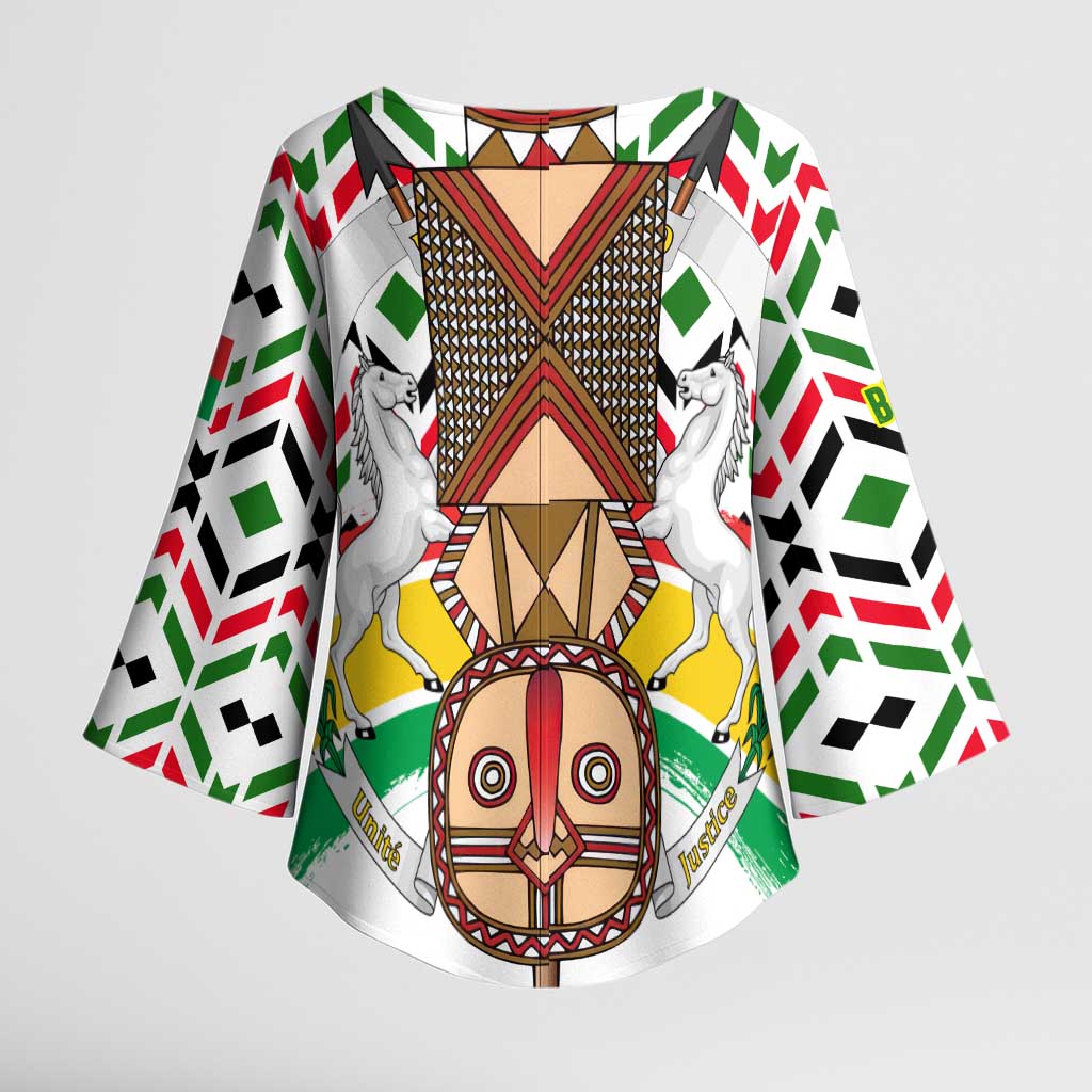 Burkina Faso Kimono Sleeve Blouse with Red Green Black Geometric Design - Wonder Print Shop