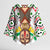 Burkina Faso Kimono Sleeve Blouse with Red Green Black Geometric Design - Wonder Print Shop