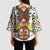 Burkina Faso Kimono Sleeve Blouse with Red Green Black Geometric Design - Wonder Print Shop
