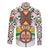 Burkina Faso Long Sleeve Button Shirt with Red Green Black Geometric Design - Wonder Print Shop