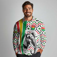 Burkina Faso Long Sleeve Polo Shirt with Red Green Black Geometric Design - Wonder Print Shop