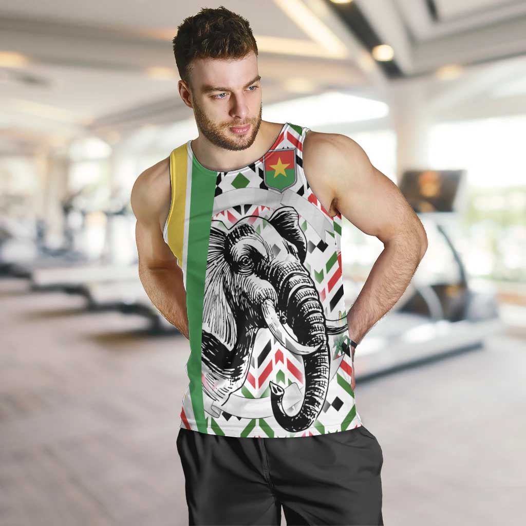 Burkina Faso Men Tank Top with Red Green Black Geometric Design - Wonder Print Shop