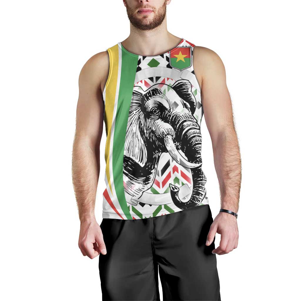 Burkina Faso Men Tank Top with Red Green Black Geometric Design - Wonder Print Shop