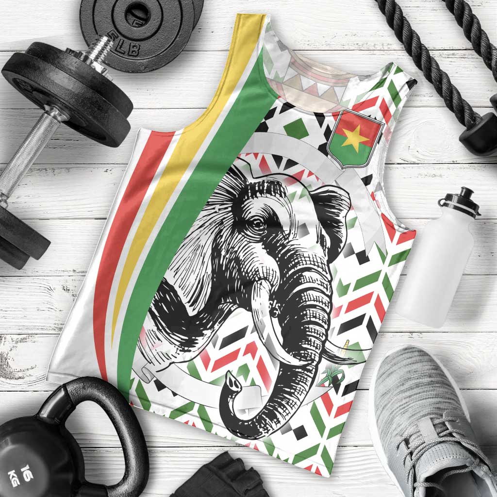 Burkina Faso Men Tank Top with Red Green Black Geometric Design - Wonder Print Shop