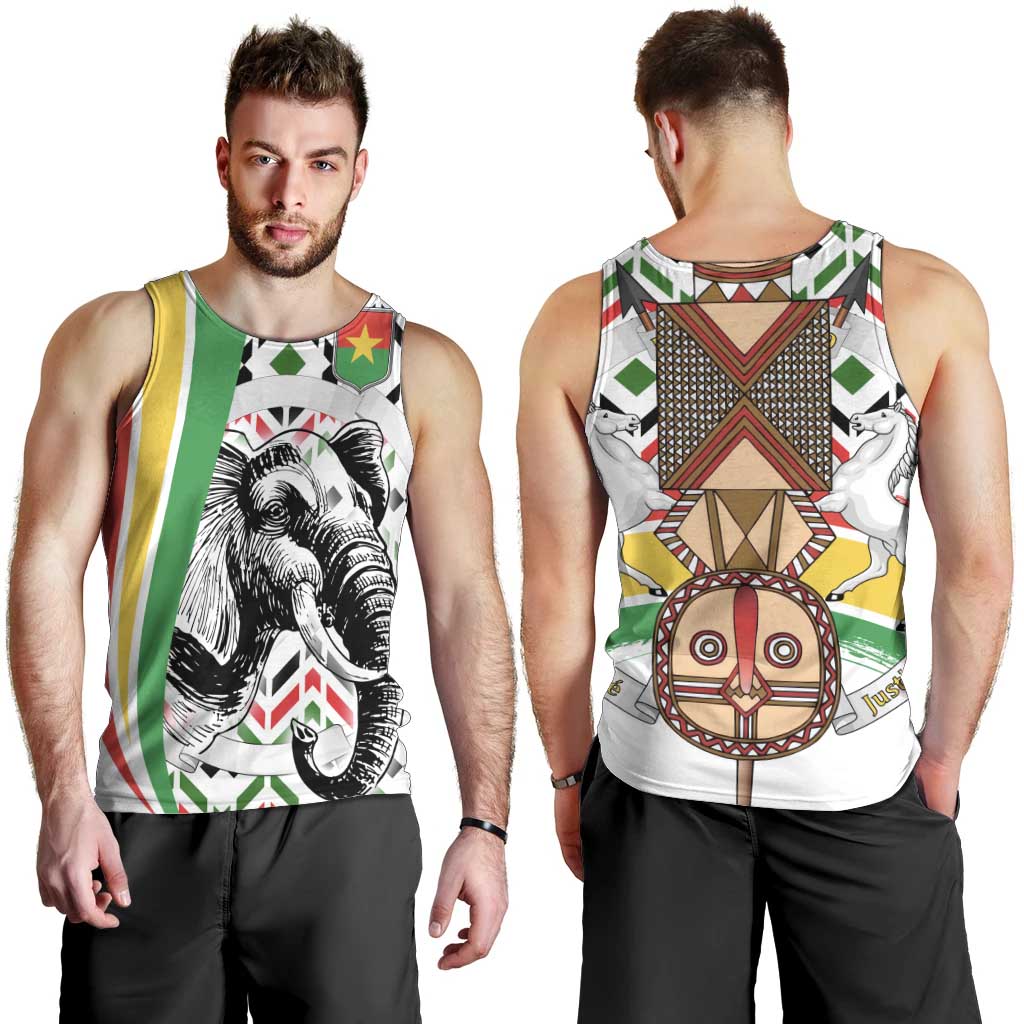 Burkina Faso Men Tank Top with Red Green Black Geometric Design - Wonder Print Shop