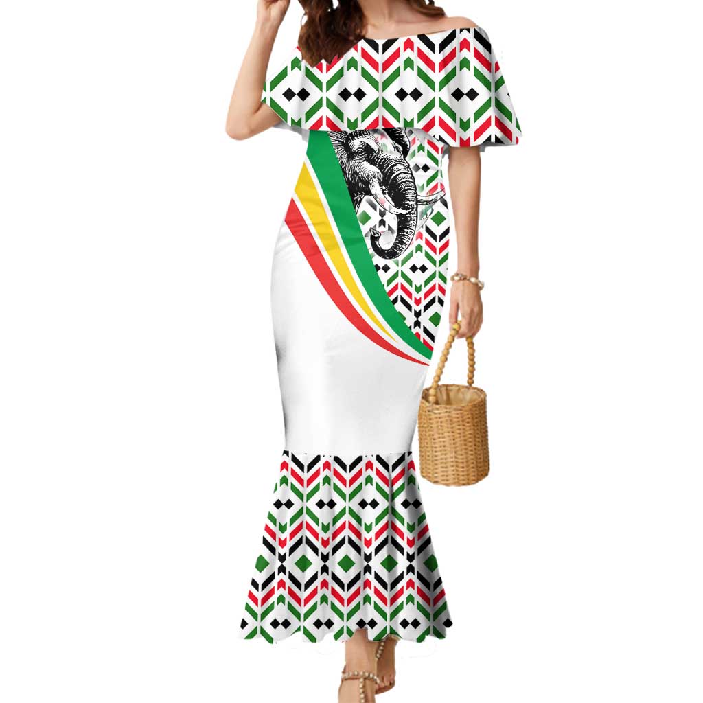 Burkina Faso Mermaid Dress with Red Green Black Geometric Design - Wonder Print Shop