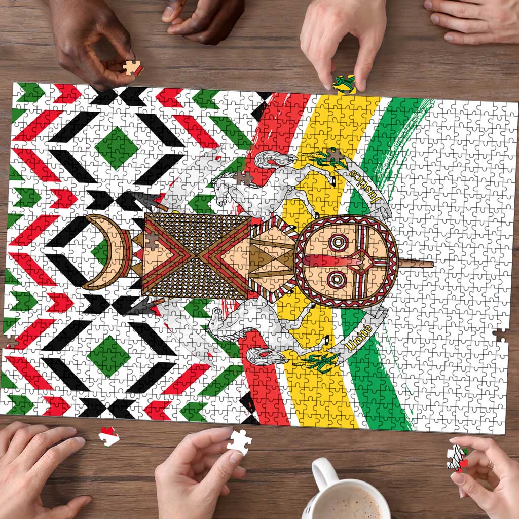 Burkina Faso Puzzle with Red Green Black Geometric Design - Wonder Print Shop