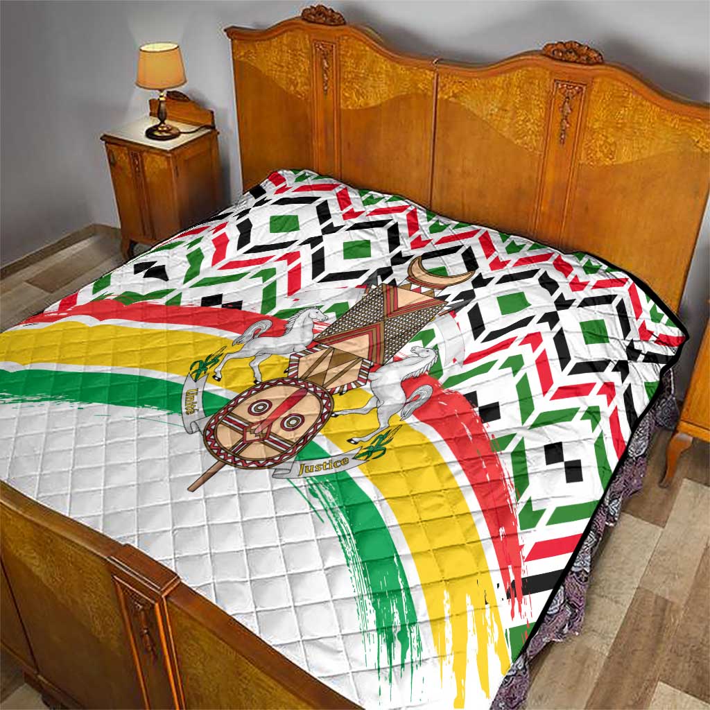 Burkina Faso Quilt with Red Green Black Geometric Design - Wonder Print Shop
