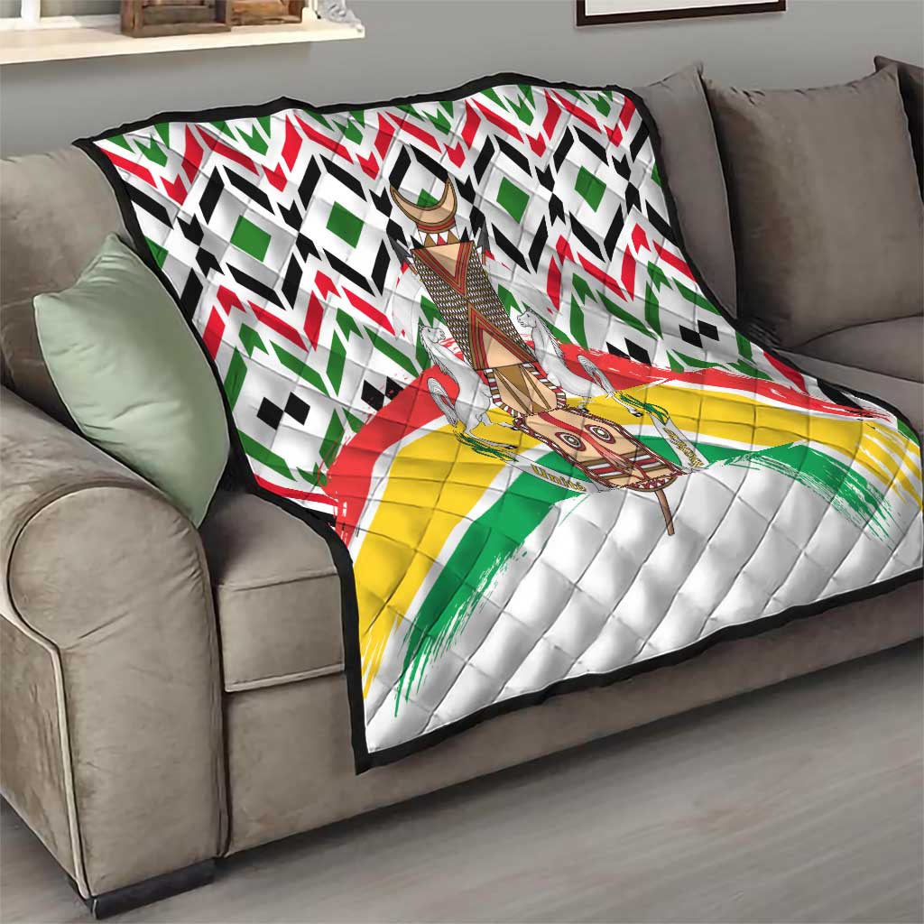 Burkina Faso Quilt with Red Green Black Geometric Design - Wonder Print Shop