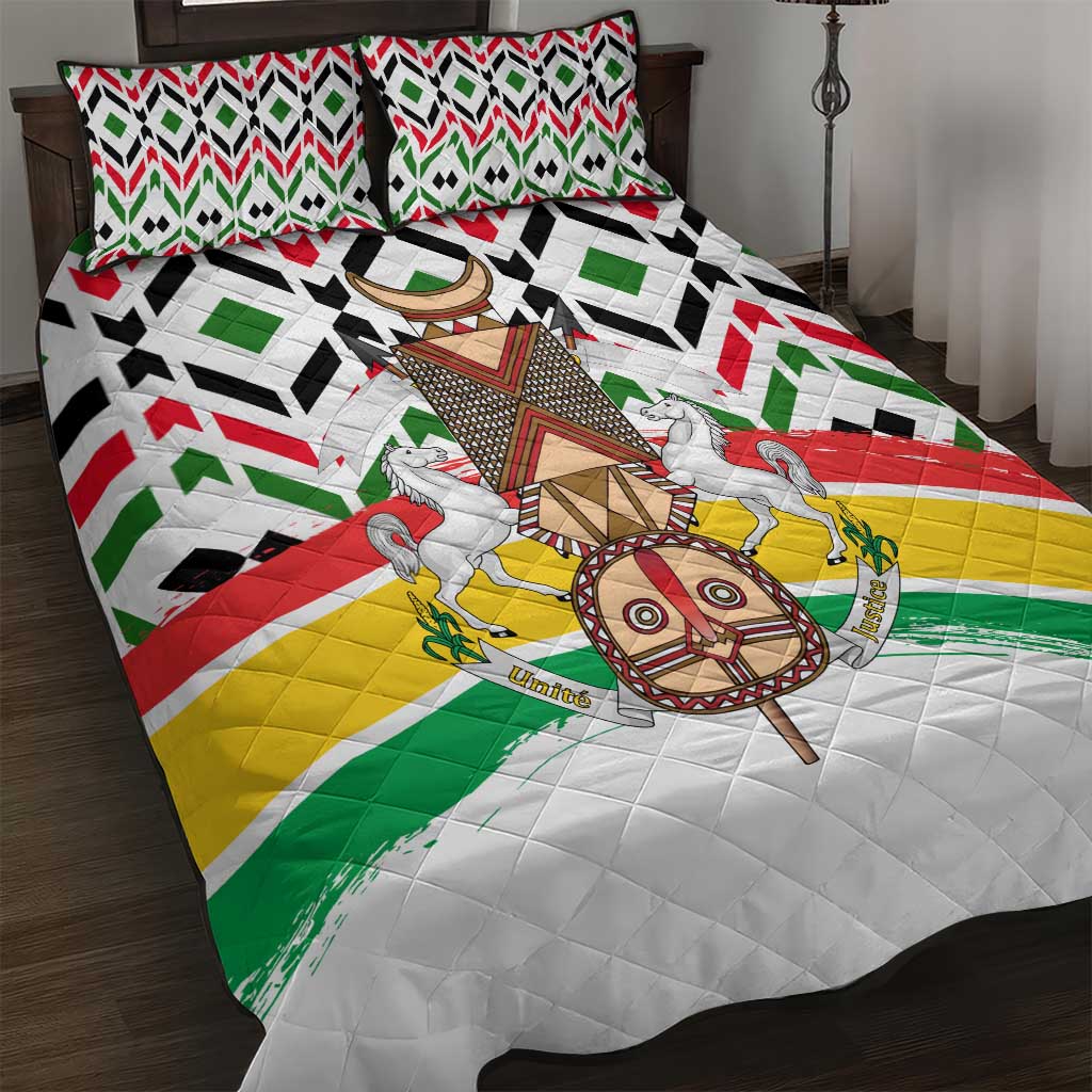 Burkina Faso Quilt Bed Set with Red Green Black Geometric Design - Wonder Print Shop
