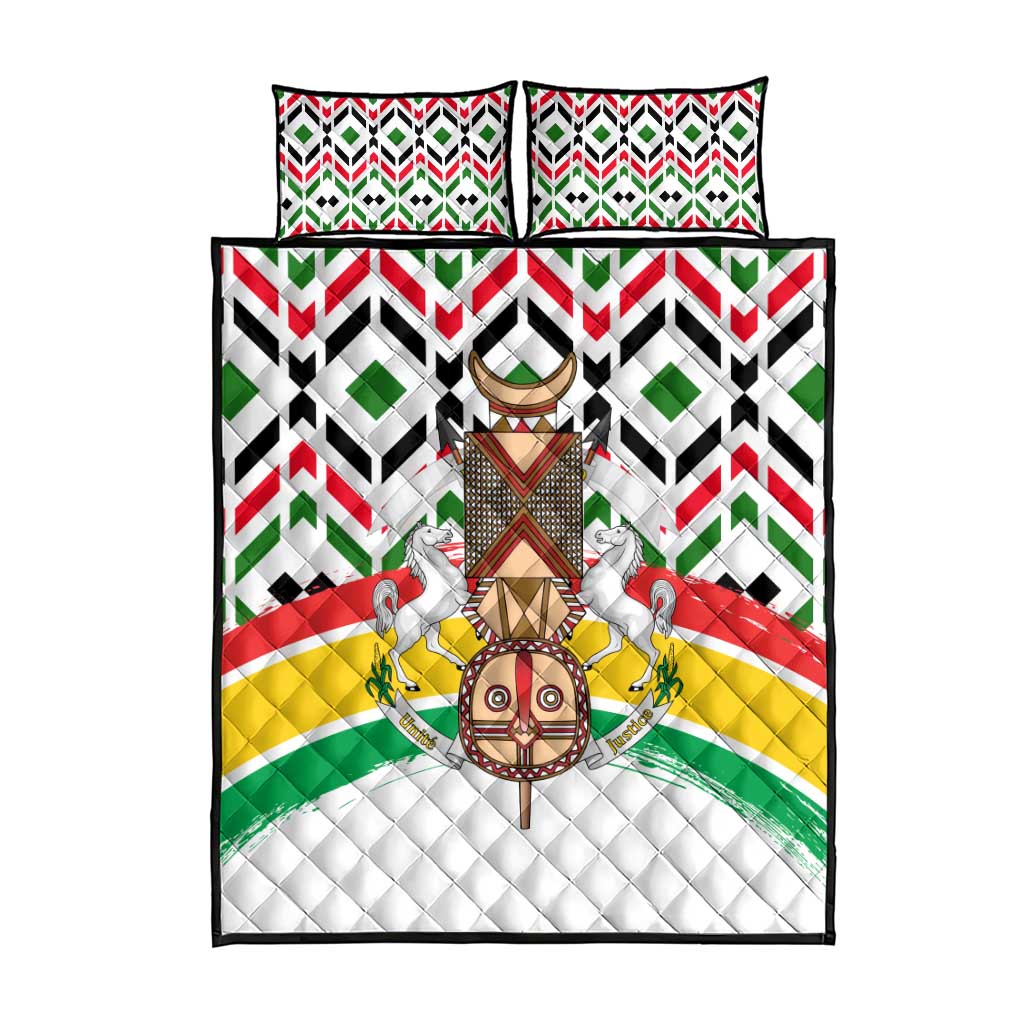 Burkina Faso Quilt Bed Set with Red Green Black Geometric Design - Wonder Print Shop
