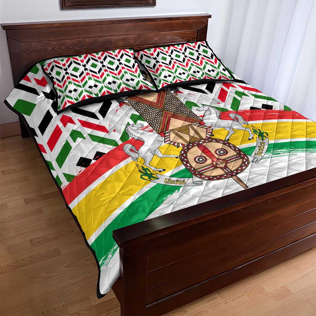 Burkina Faso Quilt Bed Set with Red Green Black Geometric Design - Wonder Print Shop