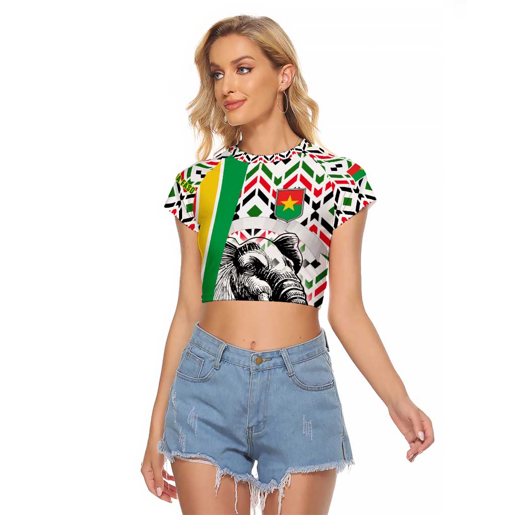 Burkina Faso Raglan Cropped T Shirt with Red Green Black Geometric Design - Wonder Print Shop