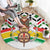 Burkina Faso Round Carpet with Red Green Black Geometric Design - Wonder Print Shop