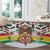 Burkina Faso Round Carpet with Red Green Black Geometric Design - Wonder Print Shop